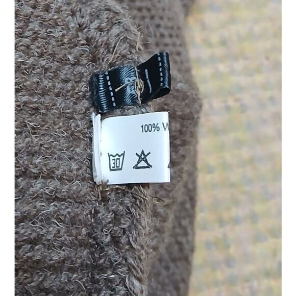 Grasegger womens large THICK FISHERMAN wool mocha brown sweater jacket - Picture 7 of 8